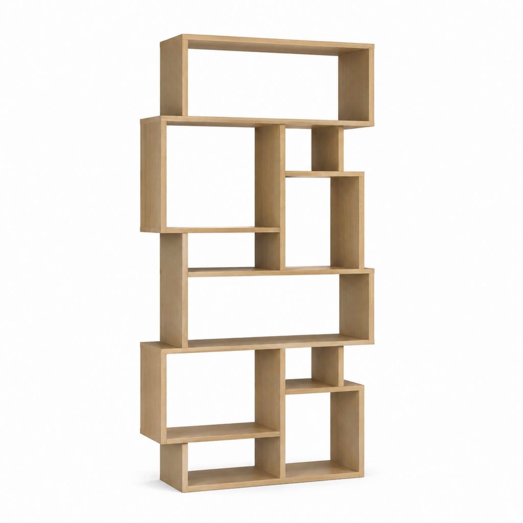 Bibliothèque sur pied chêne clair en panneaux MDF 60 x 24 x 160 cm