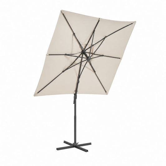 Parasol de jardin carré beige en polyester et acier 250 x 250 cm