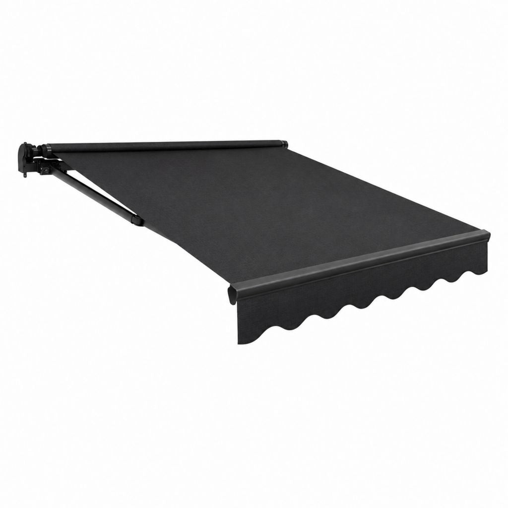 Store banne manuel rétractable noir en polyester et aluminium 300 x 250 cm