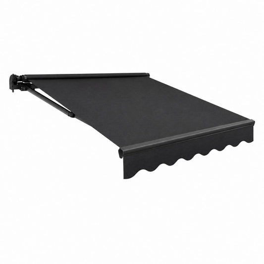 Store banne manuel rétractable noir en polyester et aluminium 300 x 250 cm