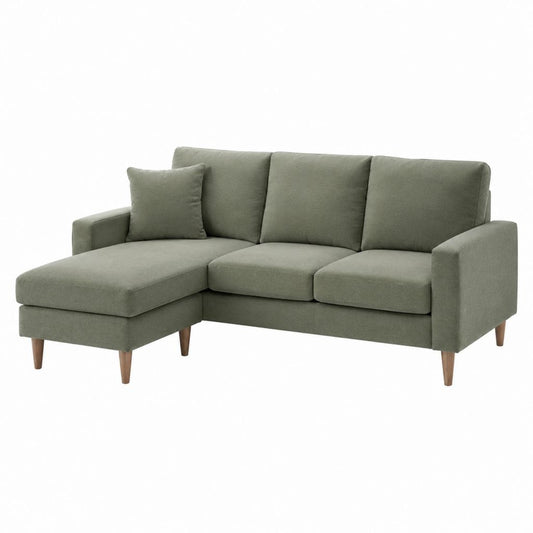 Canapé d'angle gauche 3 places vert kaki en polyester 210 x 140 x 85 cm