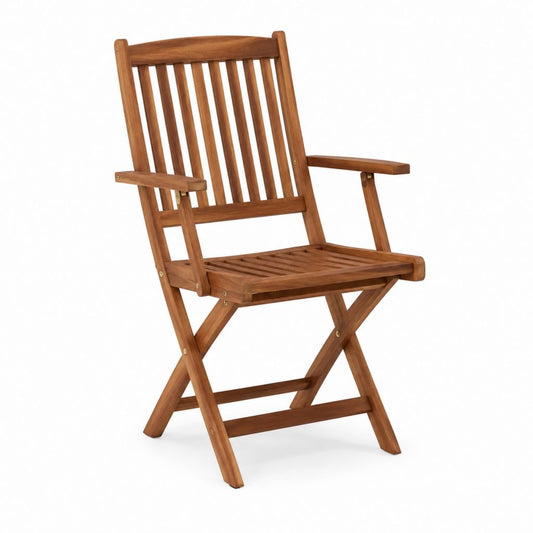 Chaise de jardin pliante marron en bois massif d'acacia 54 x 61 x 109 cm