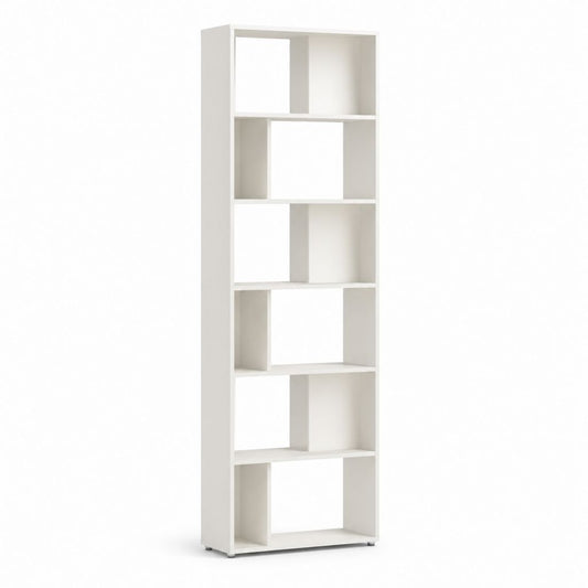 Étagère bibliothèque sur pied blanche en panneaux de particules rectangulaire 60 x 24 x 192 cm