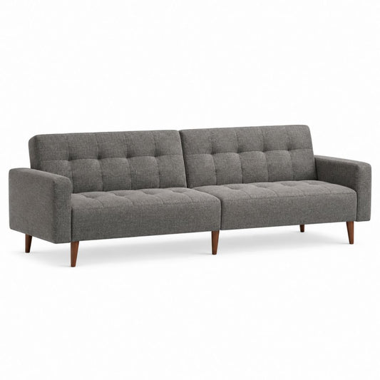 Canapé 3 places gris en polyester avec pieds en bois massif 210 x 85 x 82 cm