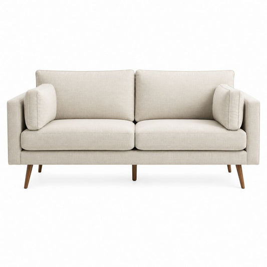 Canapé 2 places beige en polyester avec pieds en bois massif 160 x 86 x 82 cm