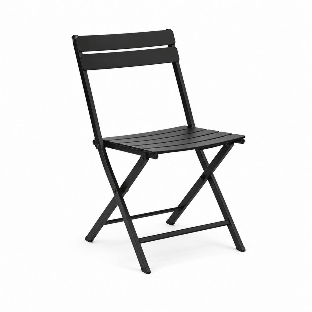 Chaise de jardin pliante noire en acier 44 x 50 x 82 cm